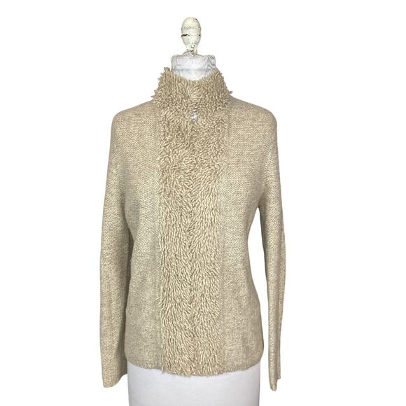 Vintage Country Shop Lamb Rabbit Hair Blend Oatmeal Cardigan Sweater Women Med - Picture 1 of 9